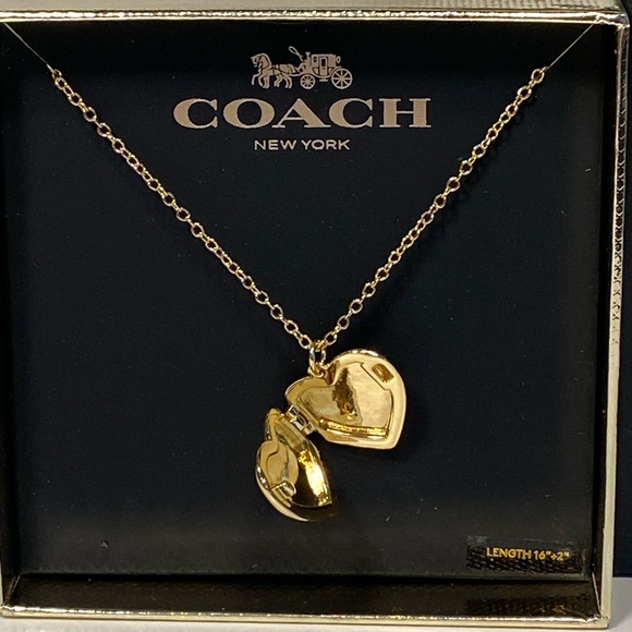 NIB Coach Pillow Heart Locket Necklace 16”+2” - Picture 3 of 10